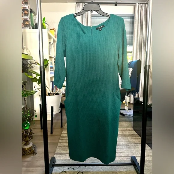 Sharagano Dresses | Nwt Emerald Sharagano Textured 3/4 Sleeve Dress With Pockets | Color: Green | Size: 14 | Divachic2k's Closet Sharagano Dresses | Nwt Emerald Sharagano Textured 3/4 Sleeve Dress With Pockets | Color: Green | Size: 14 | Divachic2k's Closet